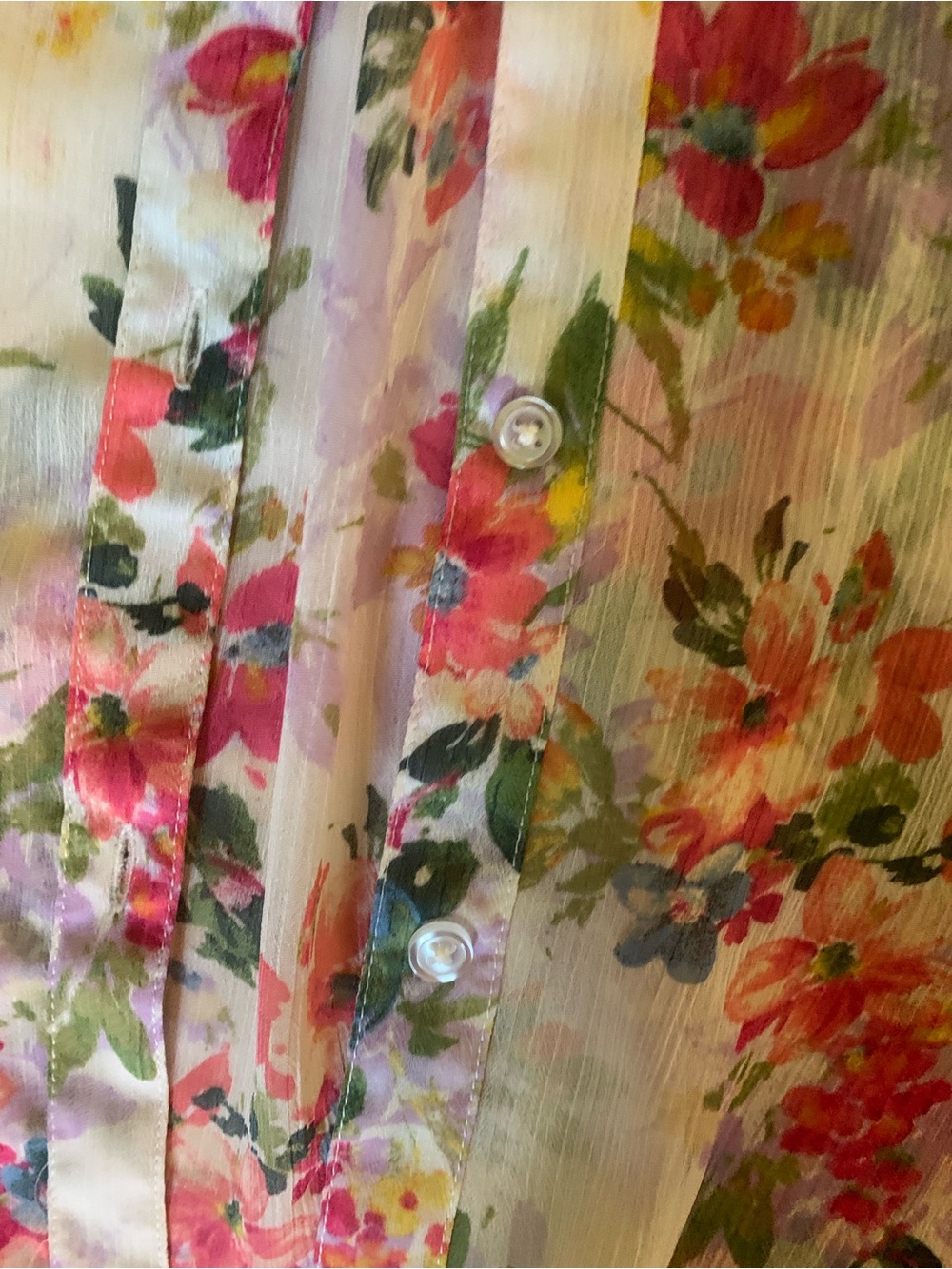 Kut from the Kloth Floral Button-Up Blouse in White with Pink, Green & Yellow - Picture 7 of 7